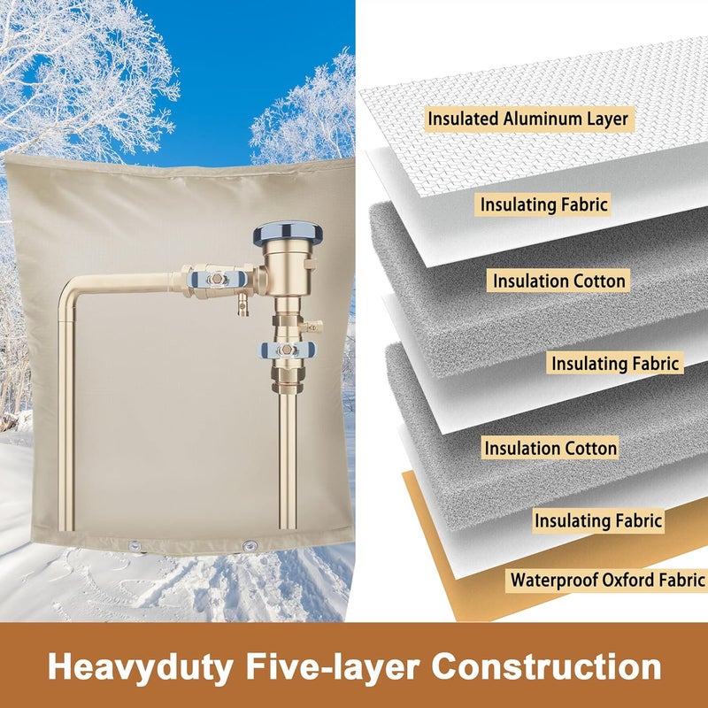 MY RUSTIC Backflow Preventer Insulation Cover,Pipe Insulation,Outdoor Pipe Covers for Winter Freeze Protection,Outdoor Faucet Covers for Winter Freeze Protection,Insulated Pipe Covers for Outside (24w*24h) - Image 4